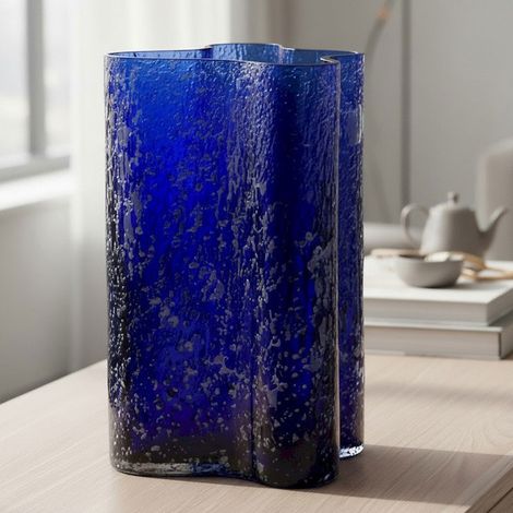 Vase Volcanique Bleu Verre 20x20x30cm (1/2)