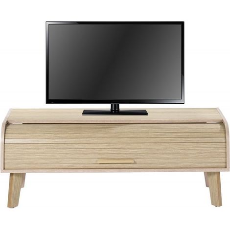 Meuble TV rideau chêne clair Happy 114cm (1/3)