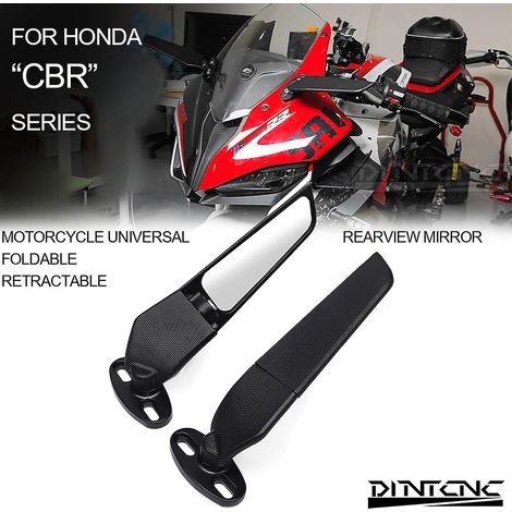 Rétroviseur de moto modifié avec aileron de vent et rotation maxpower pour Honda CBR650R F, CBR1000RR, CBR600RR, CBR250R, 300R, 400RR et 500R (1/5)