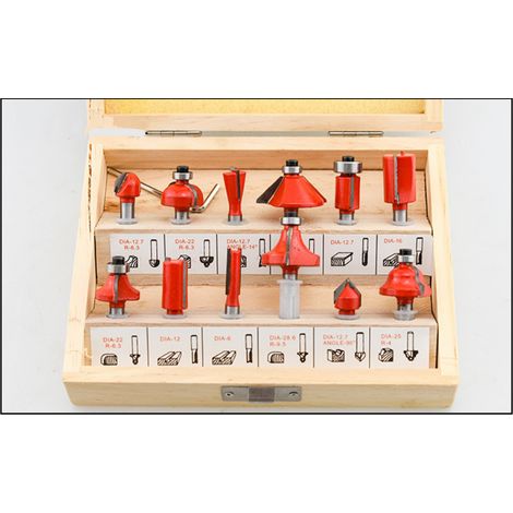 Juego de brocas de corte angulares de carburo de tungsteno de 6,35 mm (1/4 de pulgada) con llave (12 piezas) (1/5)