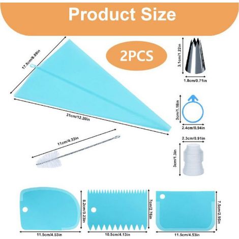 Poche à Douille 34 Pc,Poche A Douille Patisserie Reutilisable avec 24 Douilles en INOX,Kit Professionnelle,DIY Patisserie Accessoire (1/5)