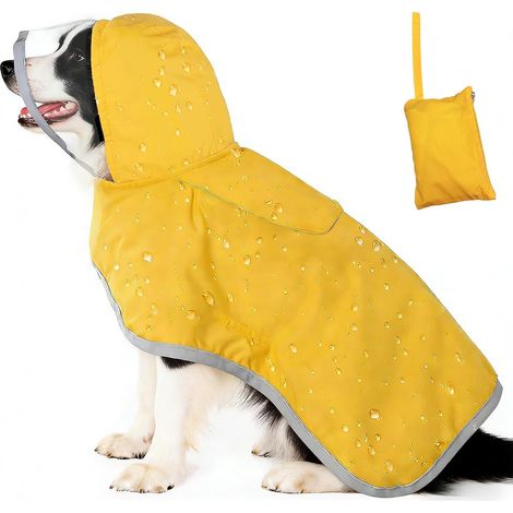 Imperméable pour chien, imperméable, M - XL, imperméable jaune à capuche, bandes réfléchissantes, imperméable ajustable pour chiens de petite à grande taille (2XL) (1/5)