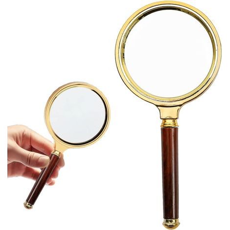 CSPARKV Loupe de Lecture 10X loupe 80 mm et Miroir incassable pour Lecture Haute clarté et Poids léger pour Seniors Loupe de Lecture avec bijoulier Artisanat Livres Loisirs (Or/Rouge) (1/5)