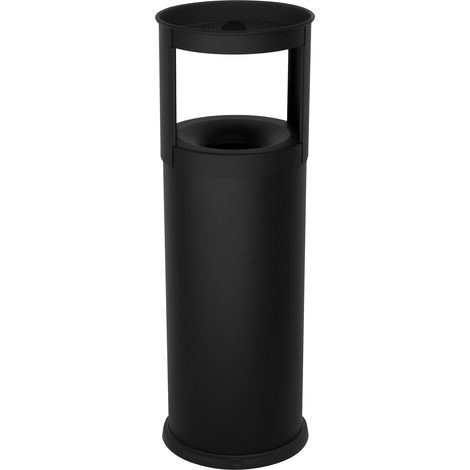 Pattumiera Gettacarte Ø25xh80 cm Autoestinguente Posacenere in Acciaio Verniciato Nero (1/2)