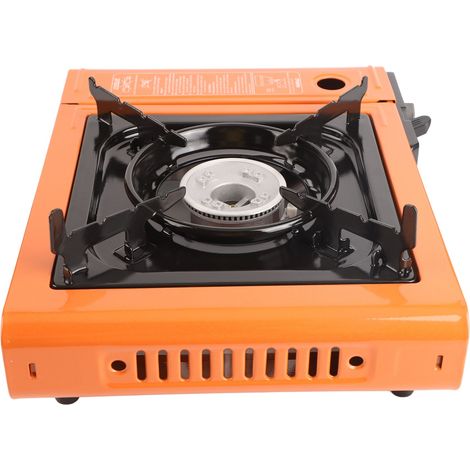 Fourneau à butane portable de 2,3 kW avec briquet et étui de transport, capteur sensible, chauffage uniforme, protection contre les surtensions, couleur orange. (1/5)