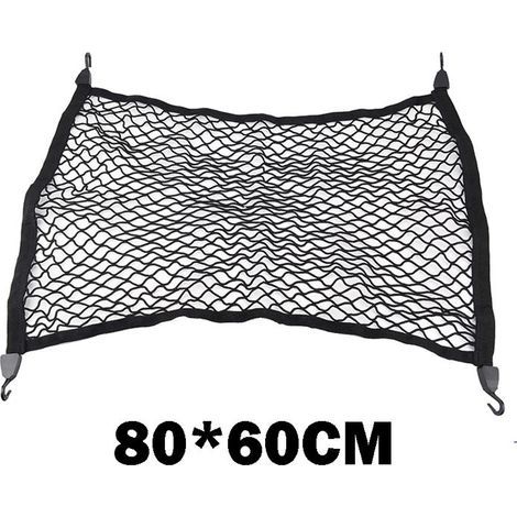 80x60cm Universelles Kofferraumnetz, elastisches Gepäckaufbewahrungsnetz mit Haken