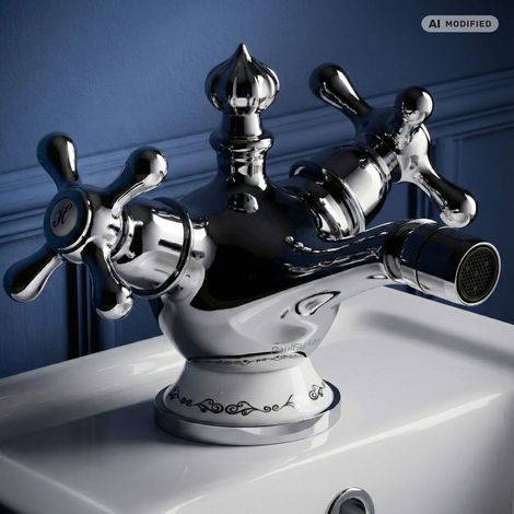 Robinet de bidet PaulGurkes Nostalgie Antik Mélangeur à deux poignées Montage en saillie Retro (1/5)
