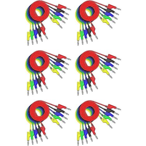 30 cordons de test empilables à fiches bananes, 1 mètre (3,3 pieds), fil flexible, compatibles avec les multimètres 1000 V 15 A. QAQ (1/5)
