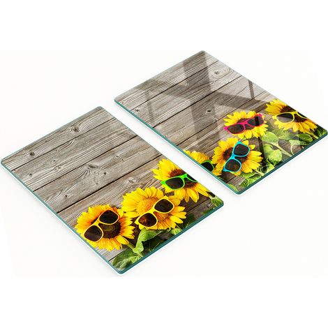 Multifunktionale, dekorative Küchenplatten aus gehärtetem Stahlblech, Sonnenblumenmotiv, 2 x 40 x 52 cm (1/5)