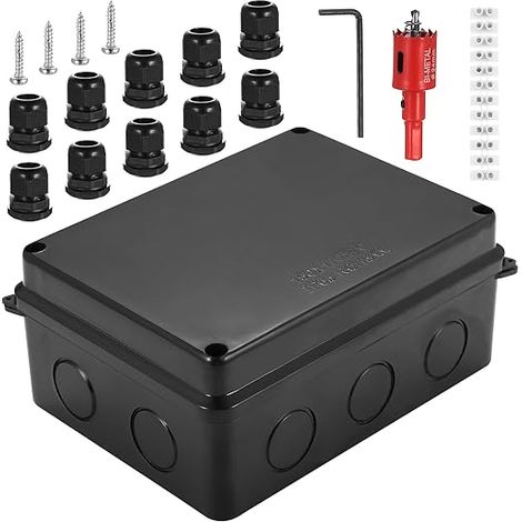 Outdoor Waterproof Junction Box Waterproof Electrical Connector Cable Junction Box for Outdoor Electrical Cable Black (1/5)
