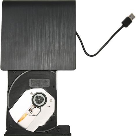 Graveur DVD externe USB 3.0 ultra-fin avec adaptateur USB-C pour ordinateurs portables et de bureau. (1/4)