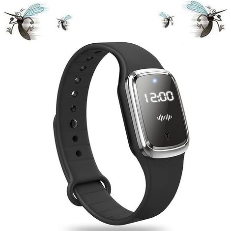 Mosquito Pro,Anti Moustique,Bracelet Anti Moustique,Bracelet Répulsif Anti-moustiques Ultrasonique,Montre Bracelet Electronique Anti Moustique,Pour Intérieur Et Extérieur,Noir (1/5)