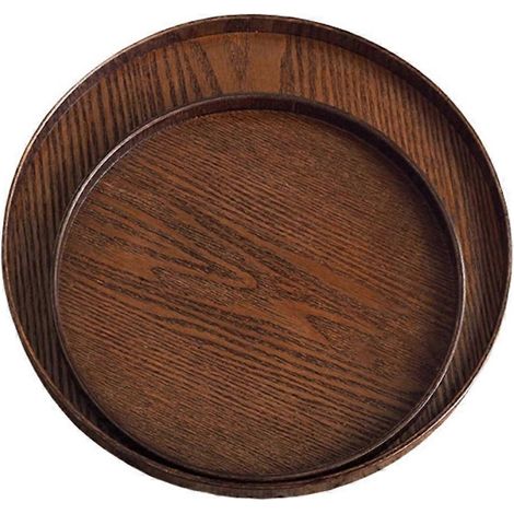 Rond en bois plateau de service 21 27 30 cm bois platte decorative plateau pour café maison table petit déjeuner dîner (1/5)
