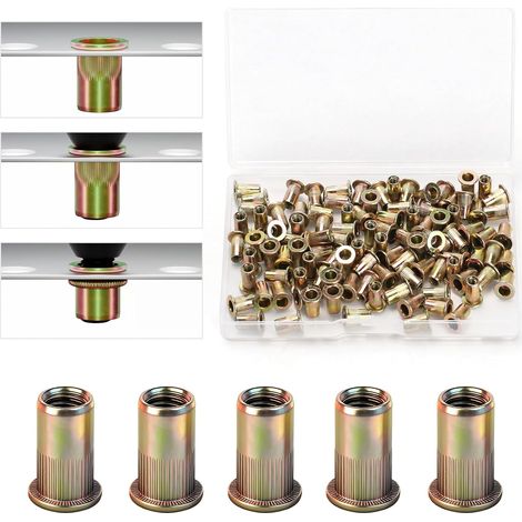 105 pièces d’écrous à rivet M3,écrous borgnes zingués set,écrous à sertir (1/5)