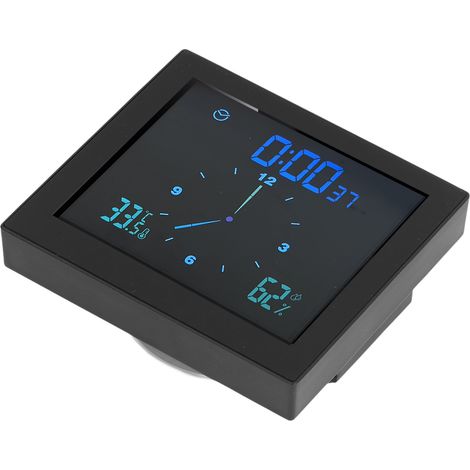 Horloge de salle de bain étanche 5 pouces, pendule à ventouse avec thermomètre hygromètre, réveil pour maison, noir (sans piles) (1/5)