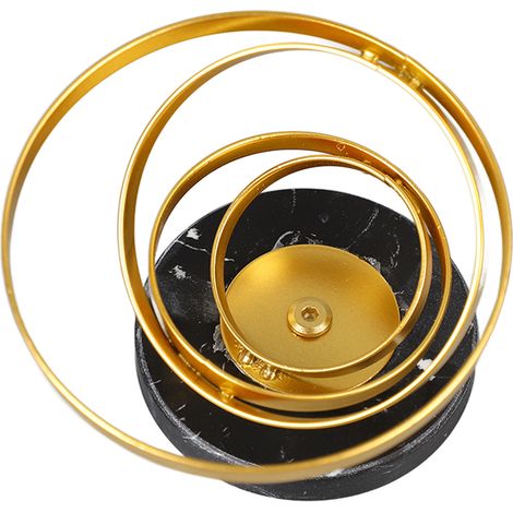 Sculpture Géométrique Or Élégante en Métal Résistant, Base Ronde Noire, Motif Tourbillon Abstrait, Taille Compacte pour Bureau, Salon, Bibliothèque ou Café (1/5)