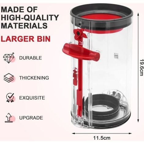 Aimoonsa – Pattumiera compatibile con Dyson V11 V15 SV14 SV15 SV22 – Guarnizioni di alta qualità – Dimensioni 11,3 x 11,3 x 19,6 cm (1/3)