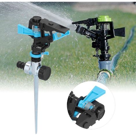 Tuyau d'arrosage automatique 360° avec pic de terre en zinc pour jardin et pelouse (1/5)