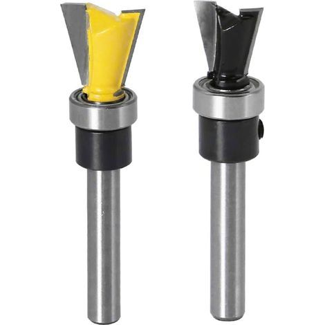 Juego de 2 fresas para ranurar de cola de milano con vástago de 6,35 mm para carpintería (12,7 mm y 15,9 mm), color negro y amarillo. (1/5)