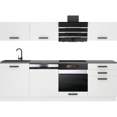 Belini Cuisine Equipee Complete Linda Muebles de Cuisine Complets - 240 cm. Cuisine Complete avec Plan de Travail, Blanc Mat (1/4)