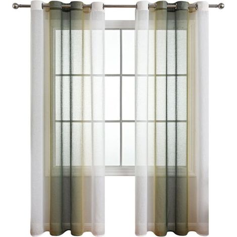 Ensemble de 2 Rideaux à Oeillets Perforés - Texture Dégradée - Style Moderne Transparent - pour Salon, Cuisine, Chambre