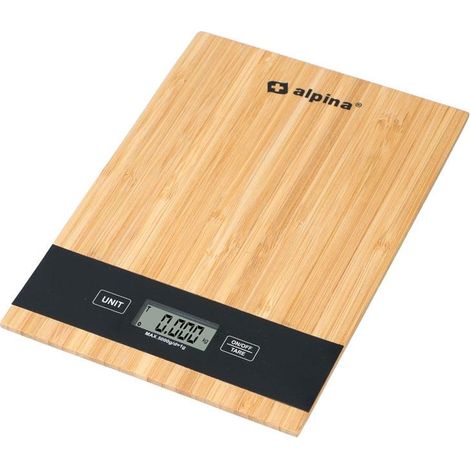 Alpina - Báscula de cocina digital de bambú de 5 kg