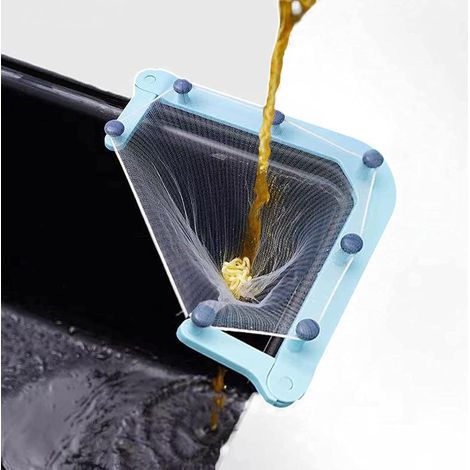 Crépine d'évier multifonctionnelle, (1 Halter+200 Filterbeutel)Crépine Triangulaire Pliable avec Sac filtrant, Crépine d'évier d'angle pour évier de Cuisine (1/5)