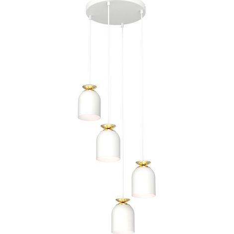 Lampada a sospensione Target in acciaio bianco e dettagli oro