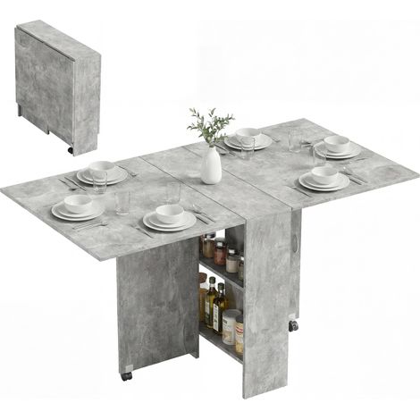 Table Pliante de Cuisine sur roulettes 75L x 140l x 74H cm Gris (1/5)