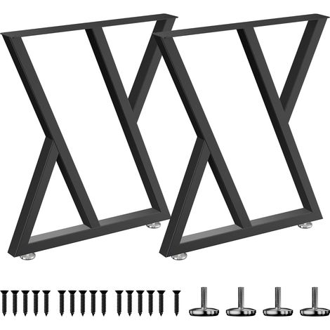 Lot de 2 pieds de table en métal noir - 70 x 61 cm - Cadre de bureau - Pieds de meubles à faire soi-même - Pieds de table de 70 cm - Forme carrée (1/5)