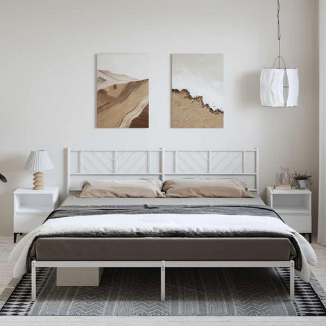 Estructura cama sin colchón con cabecero metal blanco 193x203cm vidaXL (1/5)