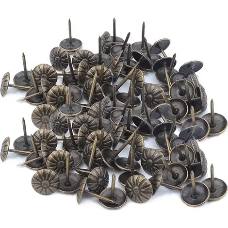 500 clous à meubles (11 x 17 mm/bronze) à motif floral, vintage qd (1/5)