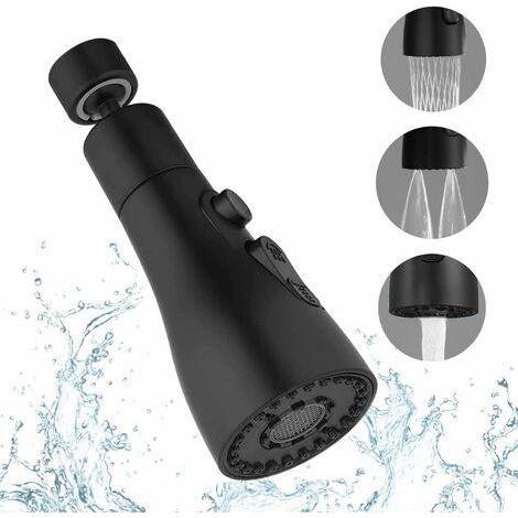 LaBlanc – Schwarzer Küchenarmatur-Sprüher, 3 Modi, Küchenarmatur-Düse, Küchensprüher, Küchensprüher-Wasserhähne, Wasserhahn-Verlängerung (Schwarz)