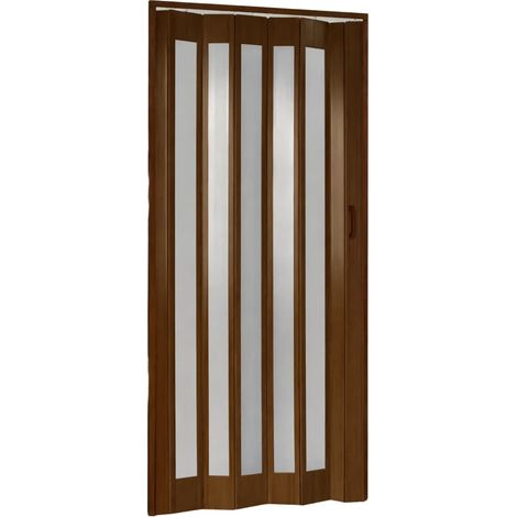 Porta a Soffietto PVC Noce Venato 84x215 cm con Inserti Trasparenti (1/5)