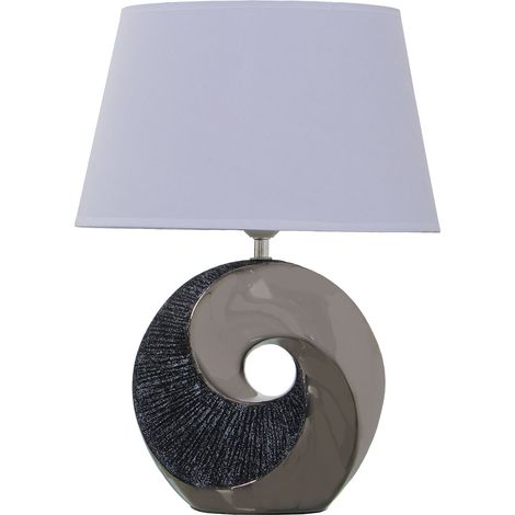 Lampe de Table en Céramique Gris/Argent+92231,1Xe27,Max.40W N 32X20X44 Cm,Base:22X9,5X27 Cm (1/5)