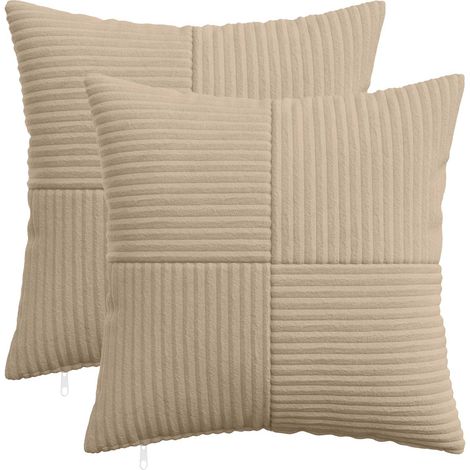 vidaXL Housse de coussin 2 pcs ALMELO Taupe 40 x 40 cm velours côtelé (1/5)