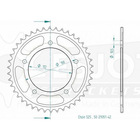 Couronne Acier - 525 - 42 Dents - Made in Germany