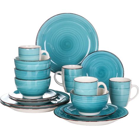 Service de vaisselle, porcelaine de haute qualité, compatible avec le micro-ondes, 16pcs (1/2)