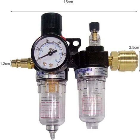 Pair ZVD-Filtre Régulateur 1/4 Régulateur de Pression d'Air, Séparateur Eau-Huile, Régulateur de Pression D'air pour Compresseur et Outils à Air (1/4)