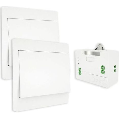 Interrupteur sans Fil, sans Pile, télécommande Murale Va et vient, Interrupteur Mural Auto alimenté, sans câblage, émetteur pour Panneau Mural (kit à 2 Voies), intérieur extérieur étanche (1/5)