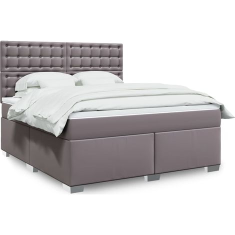 Boxspringbett mit Matratze Grau 180x200 cm Kunstleder