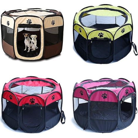 Tente pliable portable pour animaux de compagnie, niche pour chien ou chat, parc à chiots, clôture facile à utiliser (1/4)