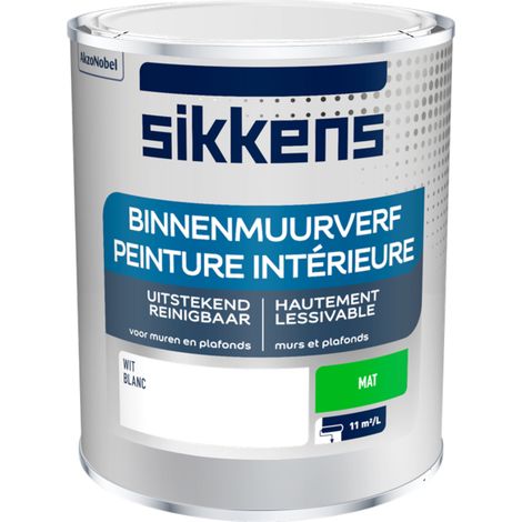 Sikkens - Peinture Intérieure Murs et Plafonds - Finition lisse, facile à appliquer, masque les taches - Mat Blanc 1 L