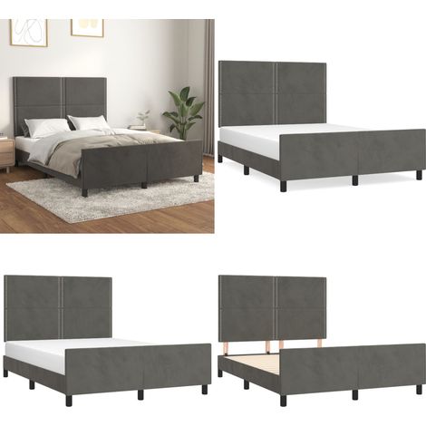 Bettgestell ohne Matratze Dunkelgrau 140x200 cm Samt - Samtbettwäsche - Doppelbett - Boxspringbett - Lattenrost - Bettsofa - Home & Living (1/5)