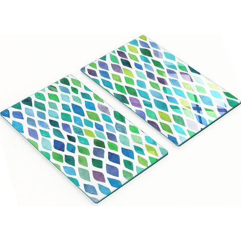 Juego de tablas de cocina de vidrio templado con diseño, 2 x 30 x 52 cm (1/5)