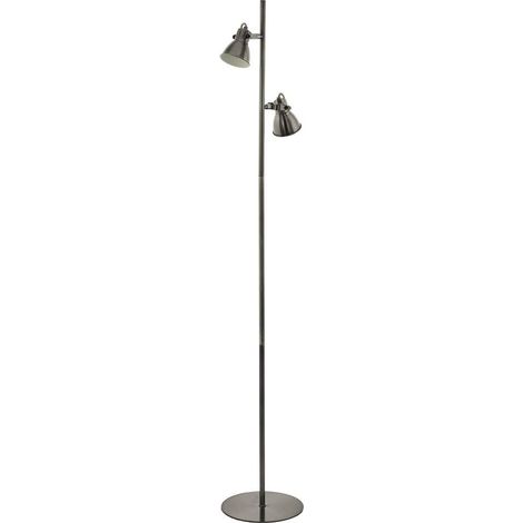 Lampadaire Taschin, lampe sur pied 2 flammes style industriel, moderne (1/3)