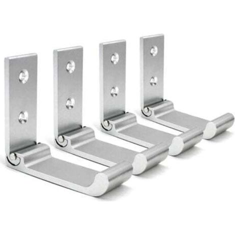 (Silberne) Klappbare Wandhaken, 4er-Set Wandhelmhalterung, unsichtbare Kleiderhaken, Aluminium-Wandhaken, inklusive Schrauben, Garderobenständer