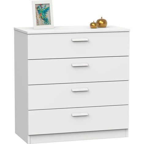 Briebe Nova Cómoda Dormitorio, Cajonera 4 Cajones, Sinfonier 78x74x40 cm (Alto x Ancho x Profundo)  Blanco
