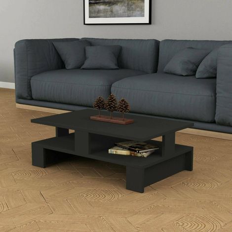 Dmora - Wohnzimmertisch Eridanus, Niedriger Wohnzimmertisch, Kaffeeregal, Couchtisch für Sofa, 80x50h28 cm, Anthrazit, mit verstärkter Verpackung (1/3)