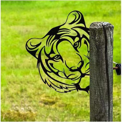JSSEVN - (Tiger, 3025cm) Metal Garden Ornaments for Fences, Outdoor Decorations, Home, Animals, Garden Decor, Rusty Cast Iron Sculptures, Tree Silhouettes, Courtyard Wall Art, Gift (1/2)